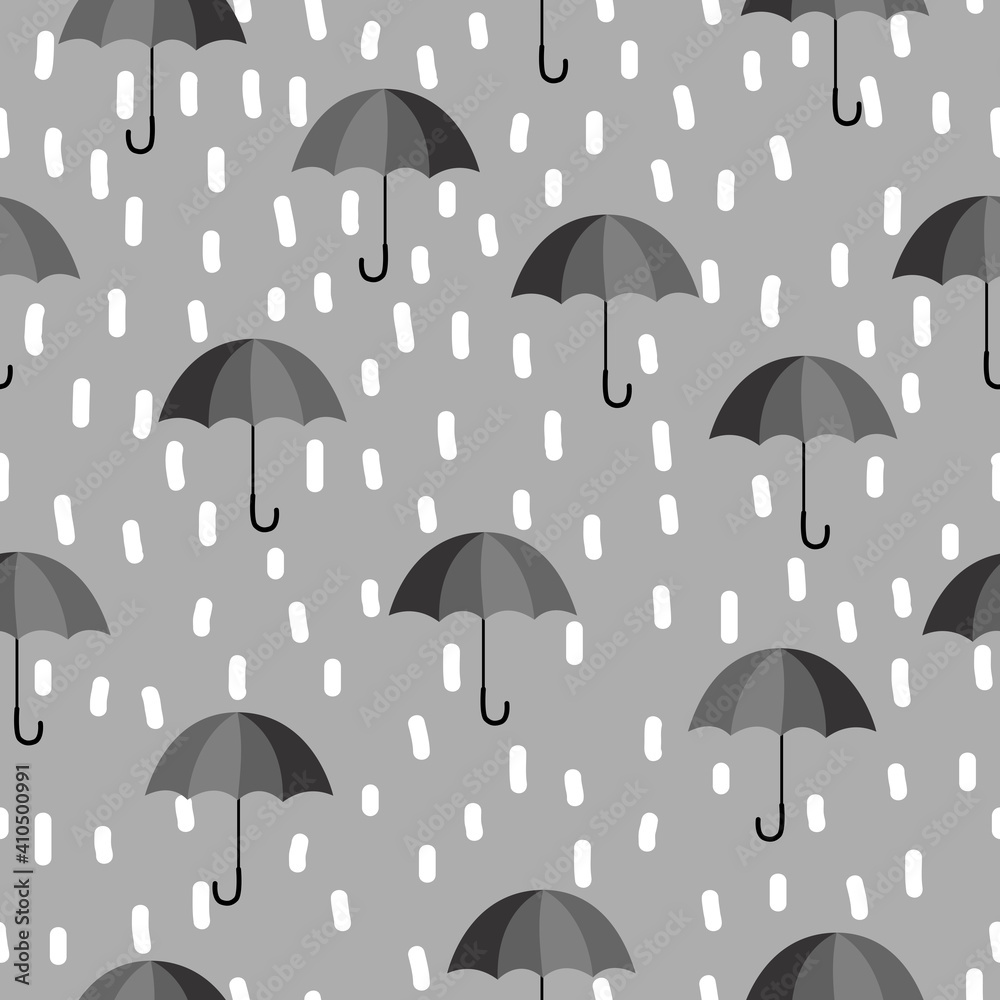 Simple umbrella and rain repeat pattern design