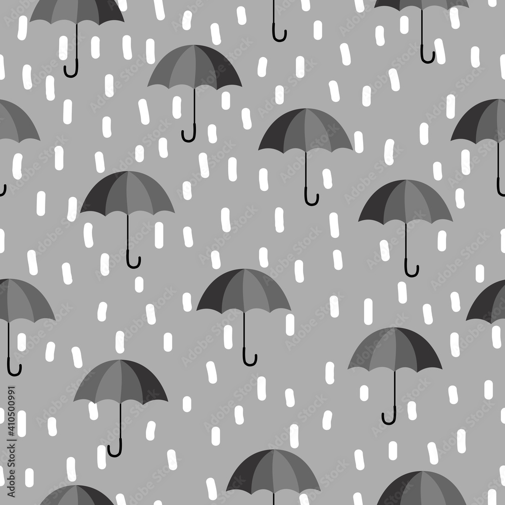 Simple umbrella and rain repeat pattern design Simple umbrella and rain repeat pattern design