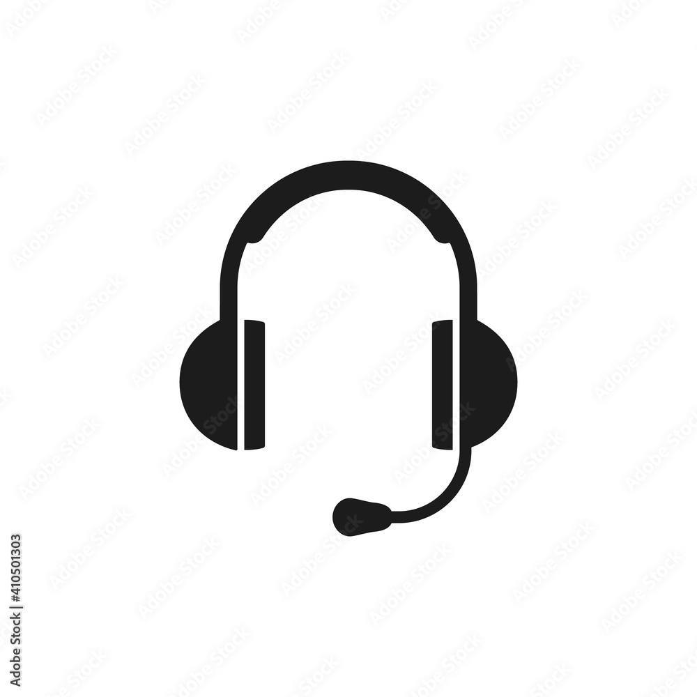 Headphones icon for support or call center service sign isolated on white. operator or dispatcher headphones Headphones icon for support or call center service sign isolated on white. operator or dispatcher headphones