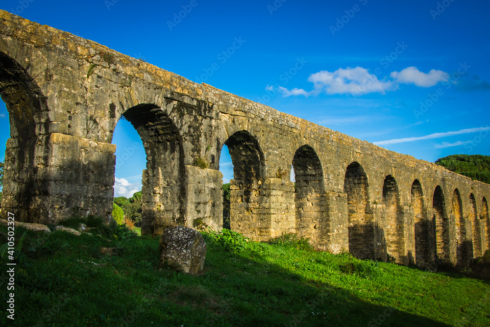 Ancient aqueduct of Pegoes, wich supplied the convent of Christ in the templar city of Tomar, Portugal 