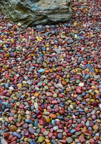 Multi-colored pebbles in the interior, round colored pebbles. Montana