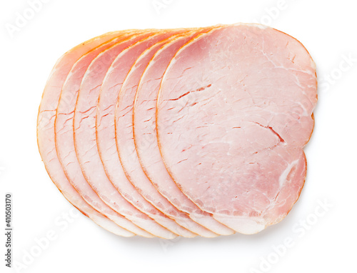Fototapeta Naklejka Na Ścianę i Meble -  Sliced Smoked Pork Loin Isolated On White