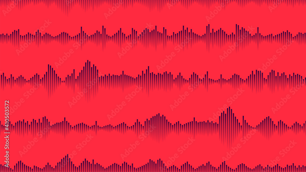 seamless sound waveform pattern for music player, podcasts, video editor, voise message in social media chats, voice assistant, dictaphone. vector illustration