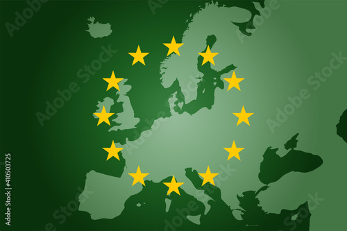 green EU map and flag background. Vector illustration concept