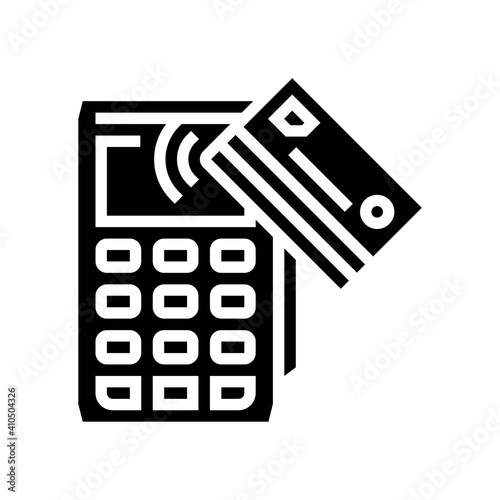 card contactless pay post terminal device glyph icon vector. card contactless pay post terminal device sign. isolated contour symbol black illustration