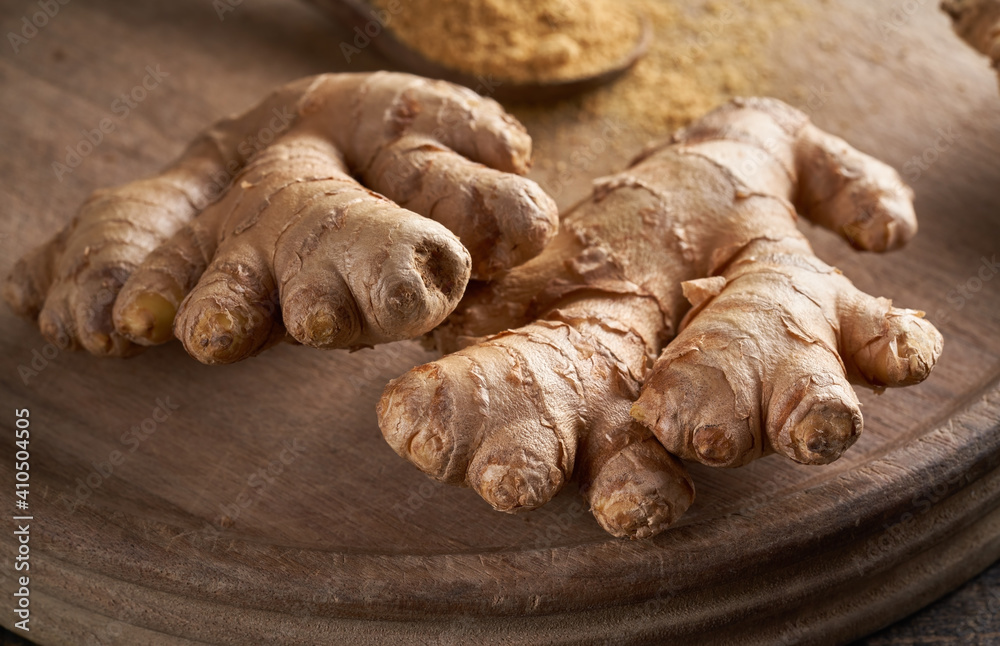 Ginger root on a table