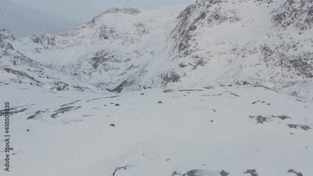 Wild camping tents near snow covered Å village on Lofoten Islands in Norway during winter. Wild camping tents near snow covered Å village on Lofoten Islands in Norway during winter.