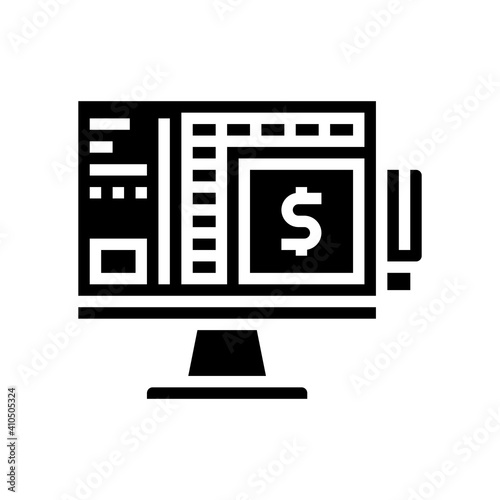 shop self service pos terminal computer glyph icon vector. shop self service pos terminal computer sign. isolated contour symbol black illustration