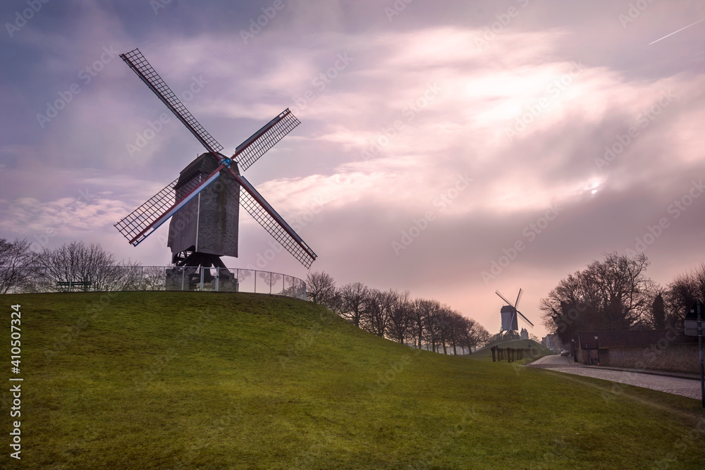 Fototapeta premium Characteristic windmills of Brugge