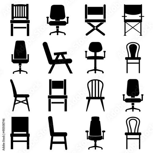 Chair set icon, logo isolated on white background