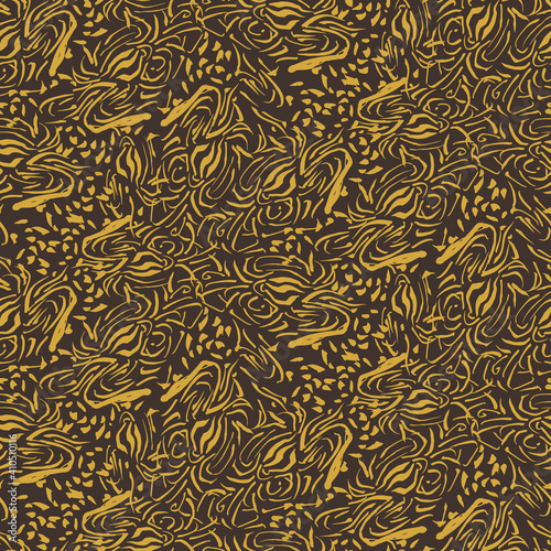 Abstract seamless vector pattern in yellow and brown. Surface print design for fabrics, stationery, scrapbook paper, gift wrap, textiles, backgrounds, and packaging.