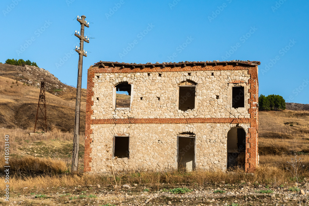 Abandoned sulphur mining complex Trabia Tallarita in Riesi, Sicily, Italy Abandoned sulphur mining complex Trabia Tallarita in Riesi, Sicily, Italy