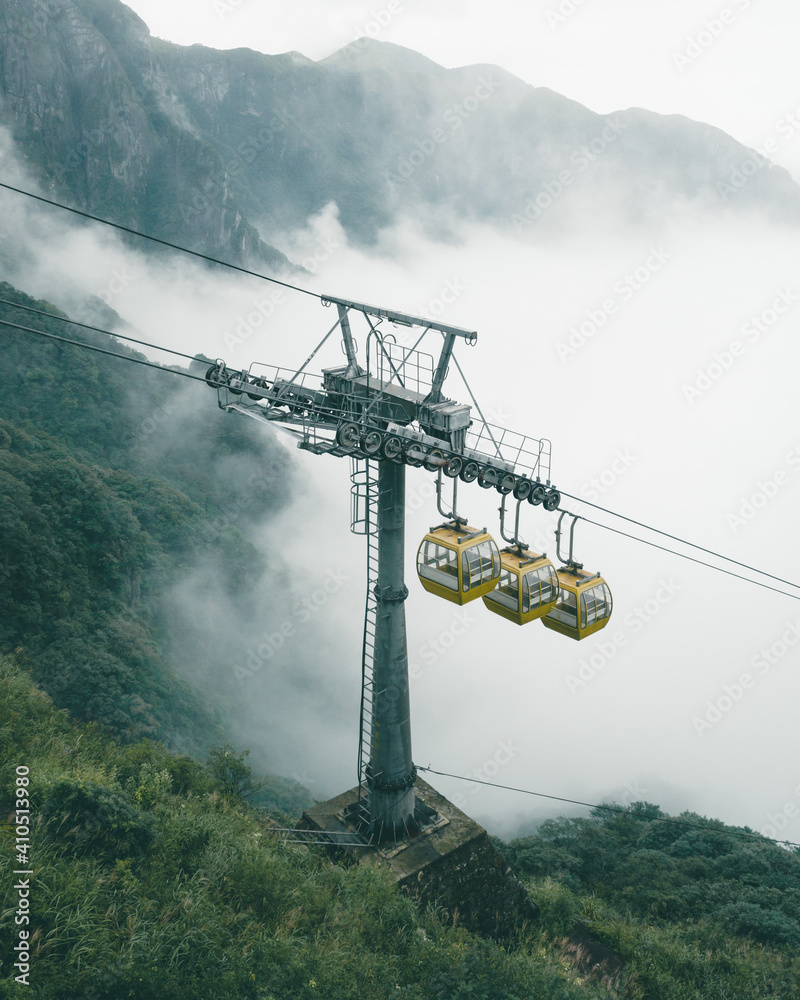 Cable car and landscape of Wugong Mountain in Jiangxi, China