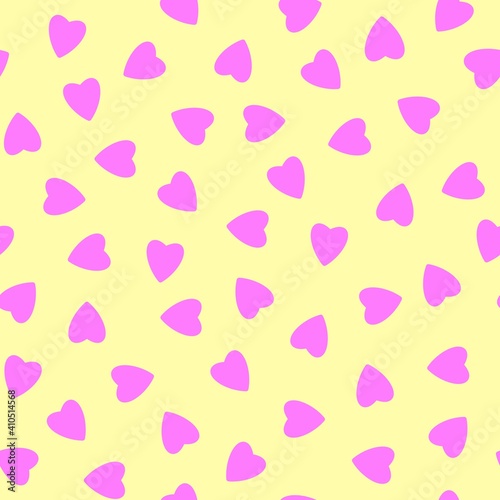 Simple hearts seamless pattern,endless chaotic texture made of tiny heart silhouettes.Valentines,mothers day background.Great for Easter,wedding,scrapbook,gift wrapping paper,textiles.Lilac on ivory