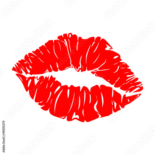 Lipstick kiss on white background