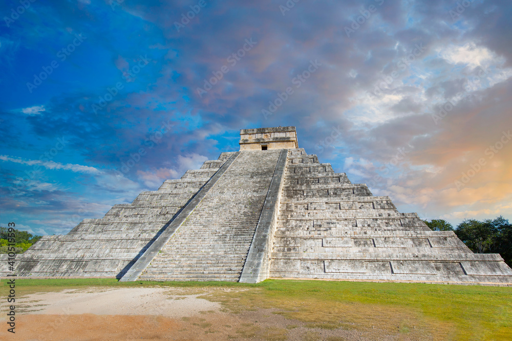 Chichen Itza, one of the largest Maya cities, a large pre-Columbian city built by the Maya people. The archaeological site is located in Yucatan State, Mexico, Chichen Itza, one of the largest Maya cities, a large pre-Columbian city built by the Maya people. The archaeological site is located in Yucatan State, Mexico,