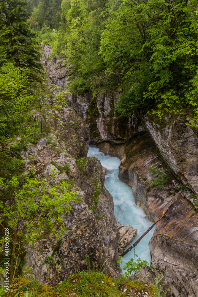 Soca river gorge near Bovec village, Slovenia Soca river gorge near Bovec village, Slovenia