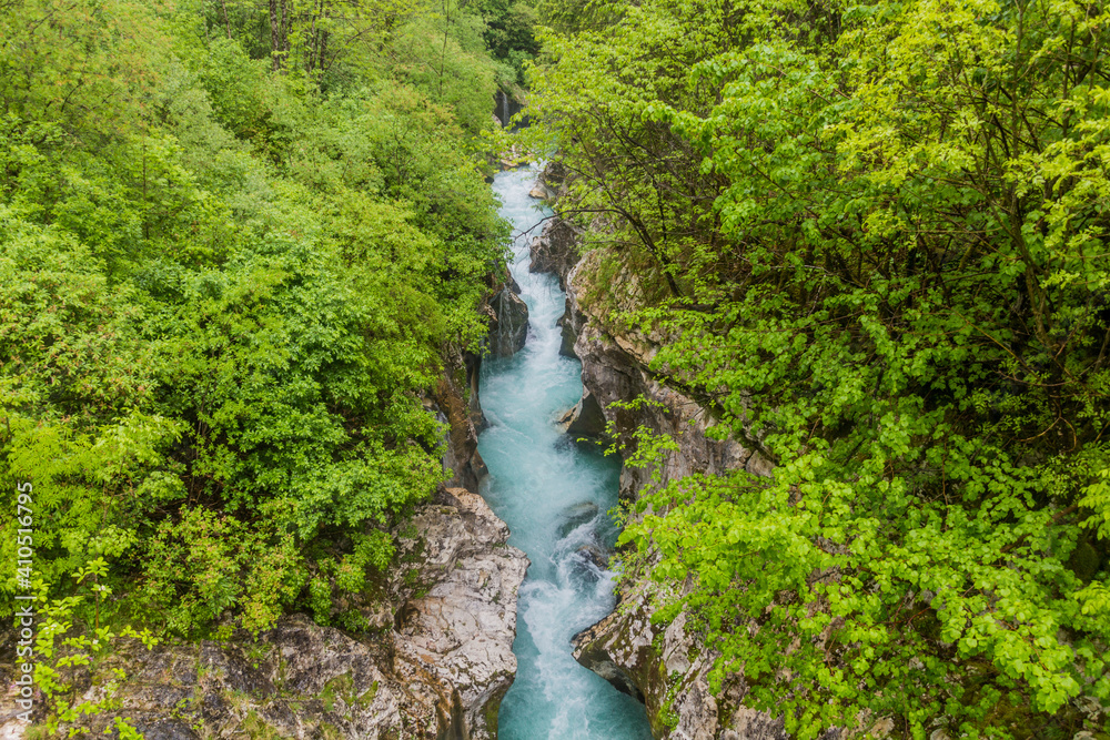 Soca river gorge near Bovec village, Slovenia