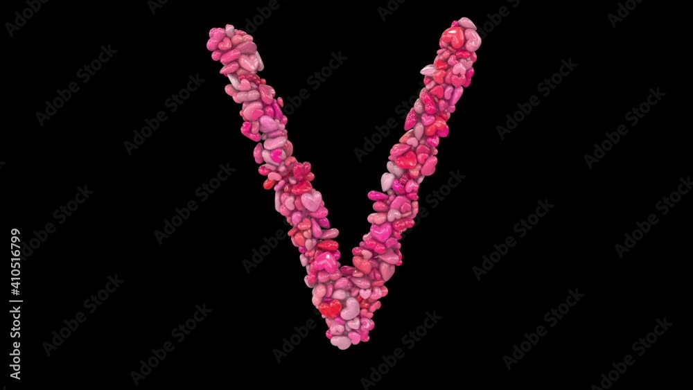 Animated Valentine Letters Formed Out Of Dynamic Pink Heart Particles V Animated Valentine Letters Formed Out Of Dynamic Pink Heart Particles V