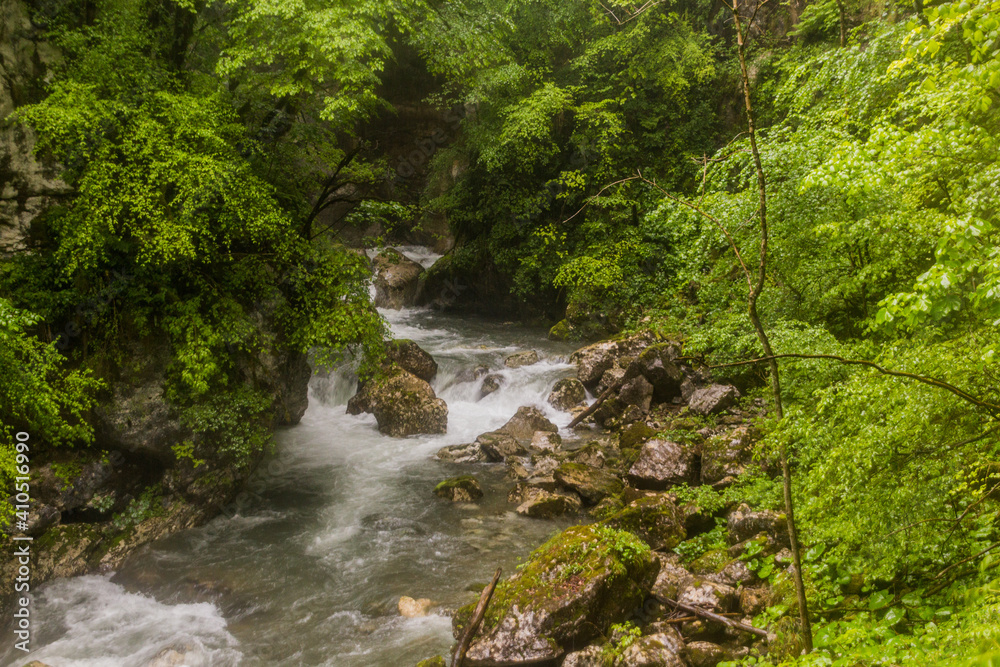 View of Tolmin Gorges (Tolminska Korita), Slovenia View of Tolmin Gorges (Tolminska Korita), Slovenia