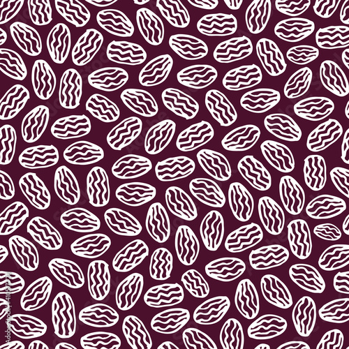 Purple monochrome simple dried fruits dates outlines polko dot texture repeat background. Delicious healthy dessert vegan food and snacks pattern.