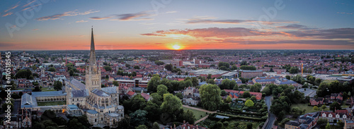 Norwich sunset over the city photo