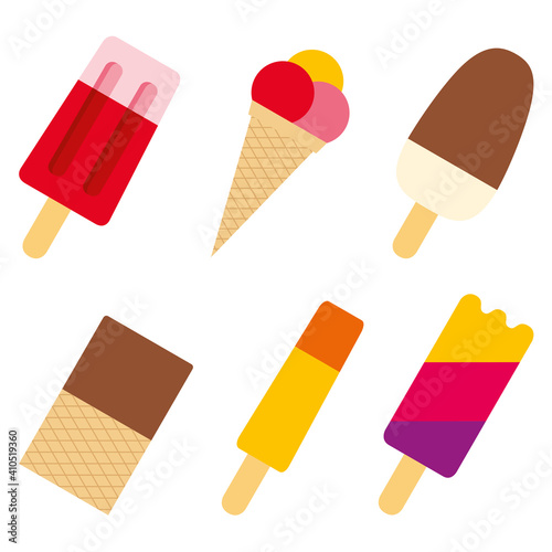 Verschiedene Sorten Eis in 2D