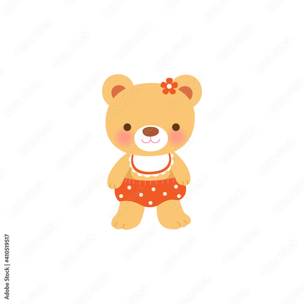 Cute baby bear girl on white background. Cute baby bear girl on white background.