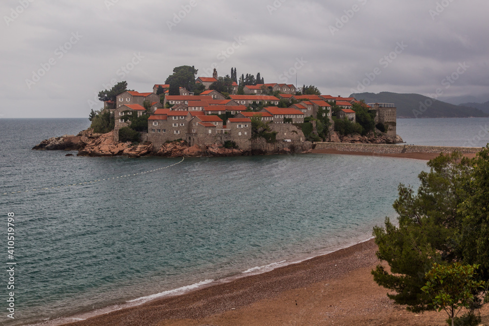 View of Sveti Stefan island, Montenegro.