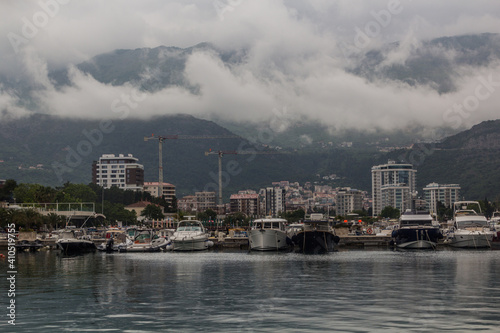Boats in Budva marina, Montenegro.