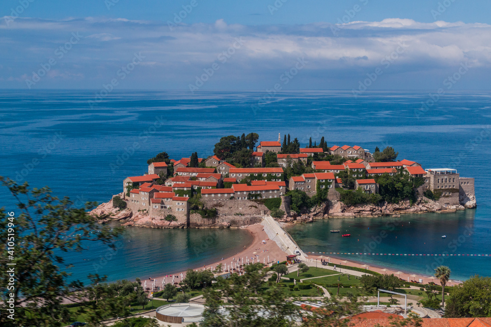 View of Sveti Stefan island, Montenegro.