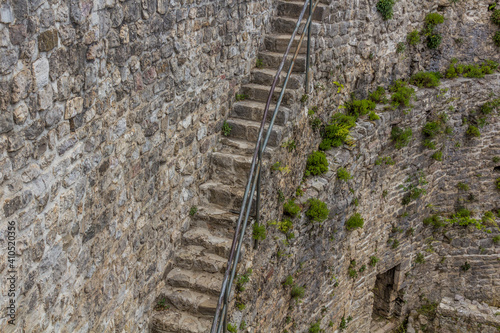 Fortress wall stairs at an ancient settlement Stari Bar, Montenegro