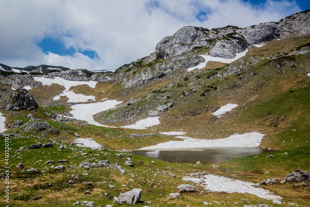 Snow patches in  Durmitor national park, Montenegro.