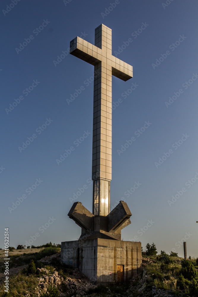 Cross at Hum mountain above Mostar. Bosnia and Herzegovina