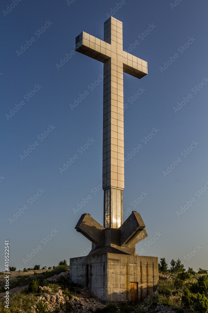 Cross at Hum mountain above Mostar. Bosnia and Herzegovina