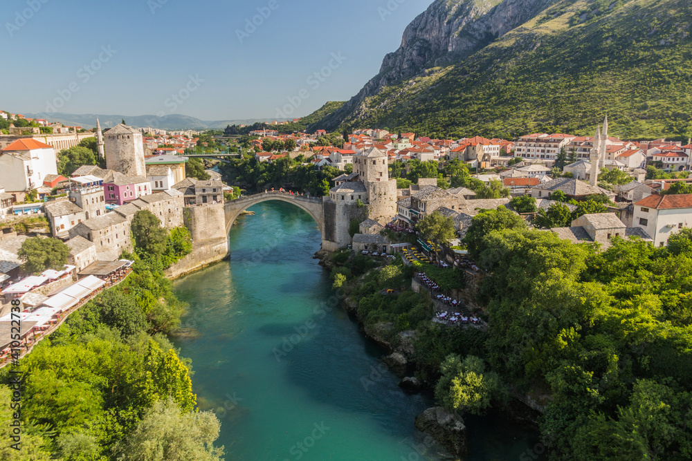Stari most (Old Bridge) over Neretva river in Mostar. Bosnia and Herzegovina