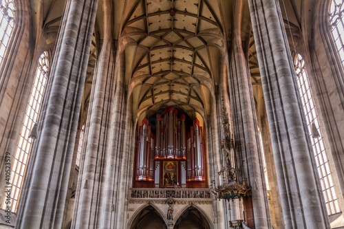 DINKELSBUHL, GERMANY - AUGUST 28, 2019: Interior of St. George's Minster in Dinkelsbuhl, Bavaria state, Germany photo