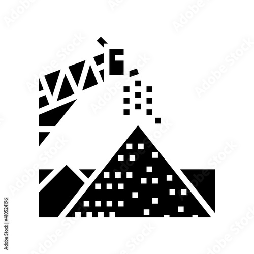 loading stone machine tower glyph icon vector. loading stone machine tower sign. isolated contour symbol black illustration