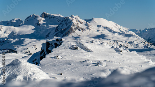 the back of whistler snowy mountains  © Dan