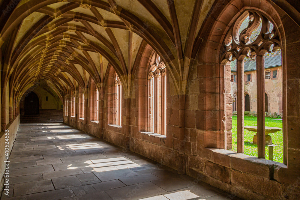 Fototapeta premium ALPIRSBACH, GERMANY - SEPTEMBER 1, 2019: Cloister of Alpirsbach Kloster (Monastery), Baden-Wurttemberg state, Germany