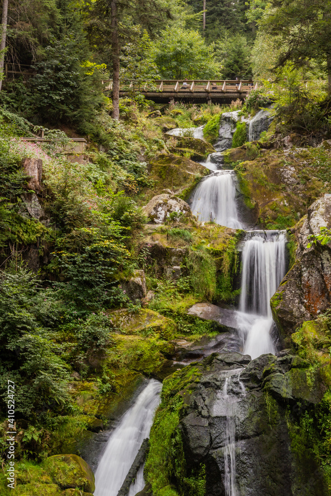 One of Triberg Waterfalls steps in the Black Forest region in , Baden-Wuerttemberg, Germany