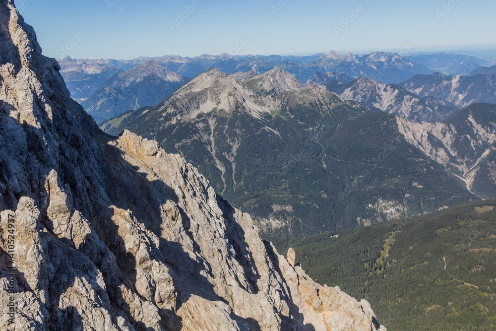View of Wetterstein mountains from Zugspitze, Germany