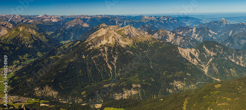 Panorama of Wetterstein mountains from Zugspitze, Germany
