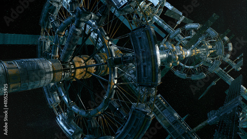 Digital illustration of a space station.