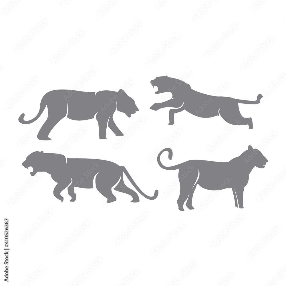 Fototapeta premium Tiger Animal Set Emblem Mascot Graphic Template Illustration