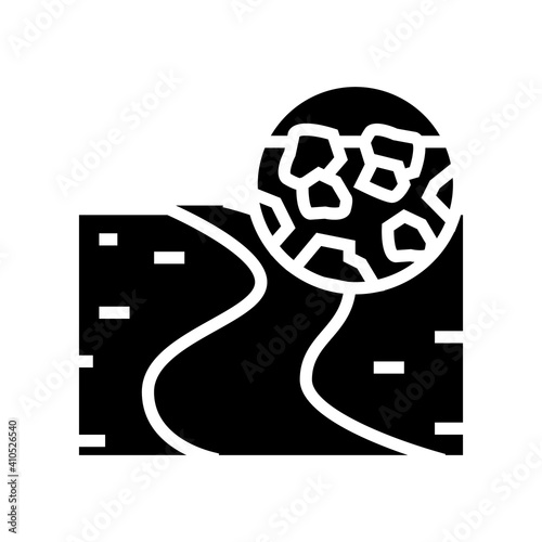 gravel road glyph icon vector. gravel road sign. isolated contour symbol black illustration