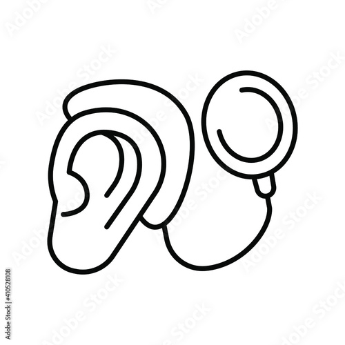 Cybernetics, cochlear implant vector illustration. Simple line style for web and app. Hearing therapy concept. EPS 10