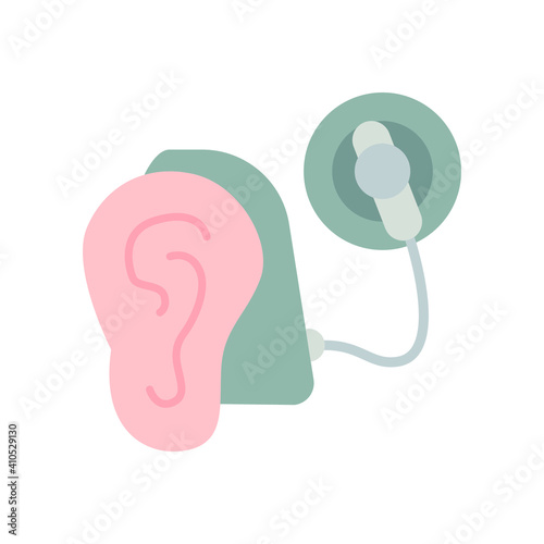 Cybernetics, cochlear implant vector illustration. Simple flat style for web and app. Hearing therapy concept. EPS 10