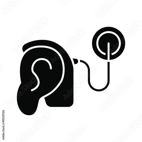 Cybernetics, cochlear implant vector illustration. Simple solid style for web and app. Hearing therapy concept. EPS 10