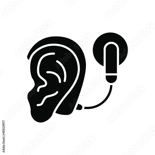 Cybernetics, cochlear implant vector illustration. Simple solid style for web and app. Hearing therapy concept. EPS 10